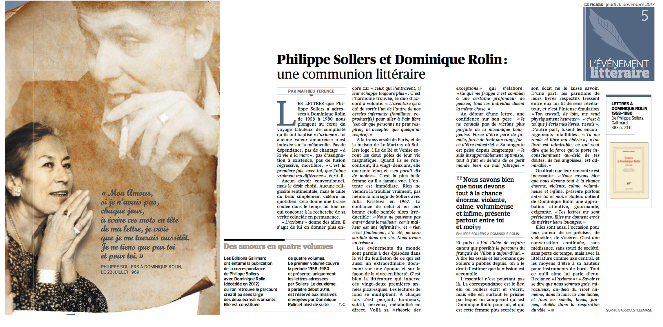   Philippe Sollers et Dominique Rolin: une communion littraire 