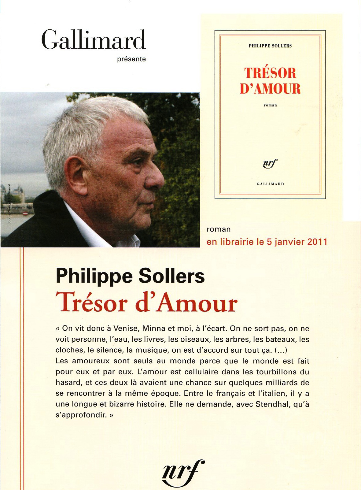 Philippe Sollers Trsor d'Amour - Gallimard